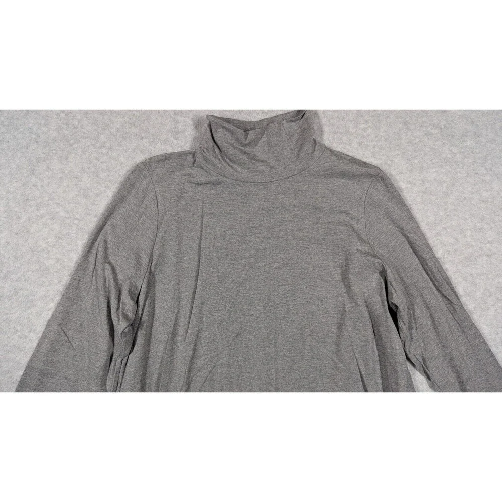 J.Jill Women Sweater Large Petite Luxe Supima‎ Turtleneck Tunic Heathered Gray
